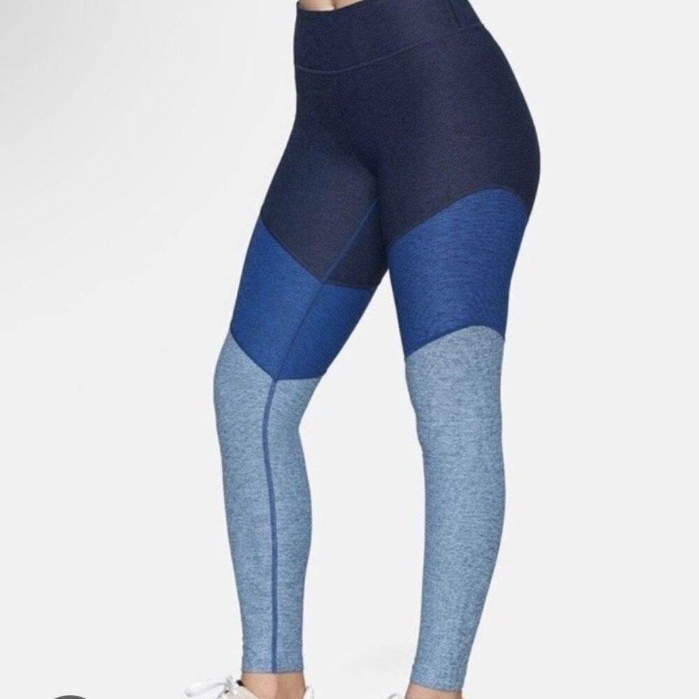 Outdoor Voices Colorblock Leggings Navy Blue‎ Royal Blue Heather Grey Size Small